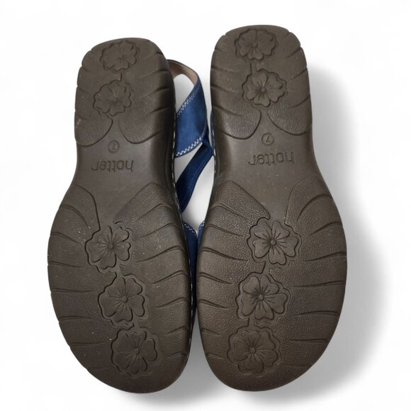 Hotter Molly Blue Suede Sandals Women's Floral Accent Summer Suede Insole 9 - Picture 8 of 11